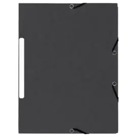 10 Chemises 3 rabats &agrave; &eacute;lastiques - Dos de 1,5 cm - Noir - Exacompta photo du produit