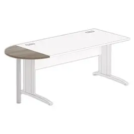 1/2 Lune bureau rectangulaire noyer/alu photo du produit