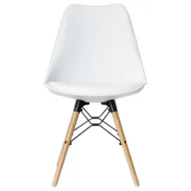2 Chaises DOGEWOOD pied hêtre assise blanche montées photo du produit