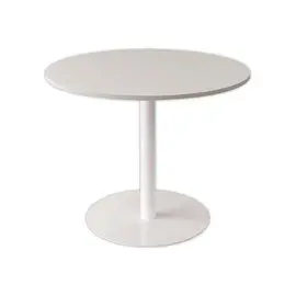 Table basse EASYDESK  Diam 80cm  pied blanc plateau blanc photo du produit