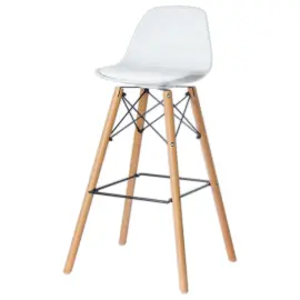 2 Tabourets STEELWOOD pied hêtre assise blanche photo du produit