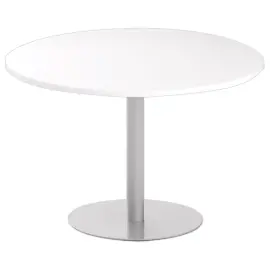Table ronde diam 116 cm plateau blanc pied argent pied tulipe photo du produit