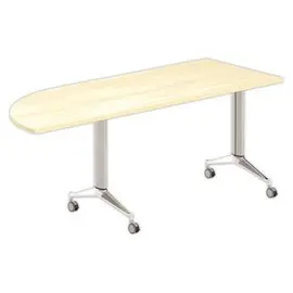 Table rabattable avec roulettes - 190 x 70 cm - Hêtre et alu - Angle à droite photo du produit