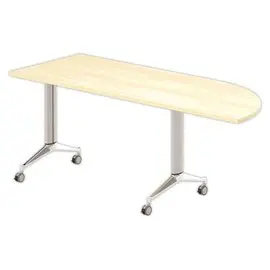 Table rabattable avec roulettes - 190 x 70 cm - Hêtre et alu - Angle à gauche photo du produit