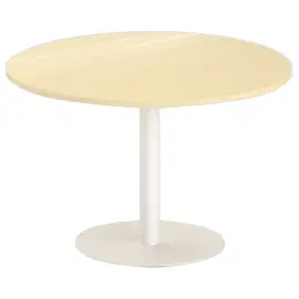 Table ronde diam 116 cm plateau hêtre pied blanc pied tulipe photo du produit