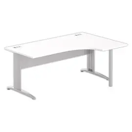 Bureau BUENOS AIRES compact retour &agrave; droite blanc/alu, L180 photo du produit