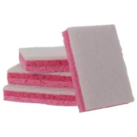 Tampon blanc non rayant sur éponge rose tri-couche photo du produit