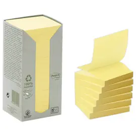 16 Notes repositionnables recyclées - 76x76 mm - jaune - POST IT photo du produit