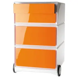 Caisson mobile EASYBOX 2 tiroirs et 2 plumiers orange photo du produit