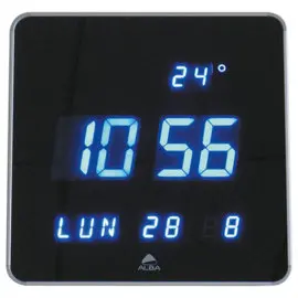 Horloge Led carrée fond noir iodes bleues photo du produit