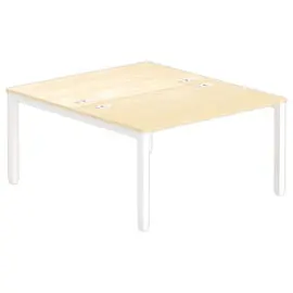 Bureau vis à vis 4 pieds 140 X 160 X 74 hêtre/blanc photo du produit