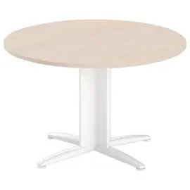 Table réunion ronde diam. 116cm acacia clair/blanc photo du produit