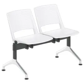 Poutre 2 places sièges blancs TOM structure noire pieds alu sans acc. photo du produit