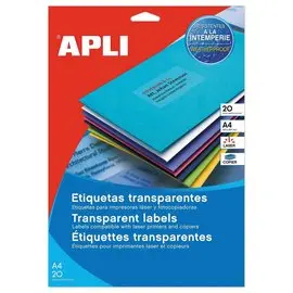 20 Planches d'&eacute;tiquettes transparentes 63,5x38,1 mm, 420 &eacute;tiq/bo&icirc;te photo du produit