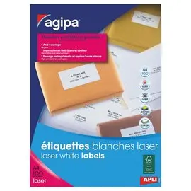 100 Planches d'&eacute;tiquettes laser L199,6x H 143,5 mm soit 200 &eacute;tiq/bo&icirc;te photo du produit