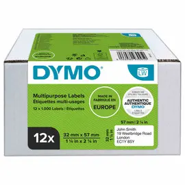 Pack de 12 Rouleaux de 1000 étiquettes multi-usages 57X32mm pour DYMO Label Write photo du produit