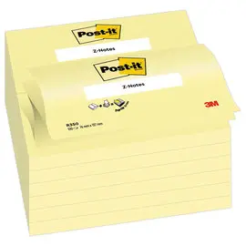 Lot de 12 Notes repositionnables ZNotes 76x127 mm jaune, 100 feuilles photo du produit