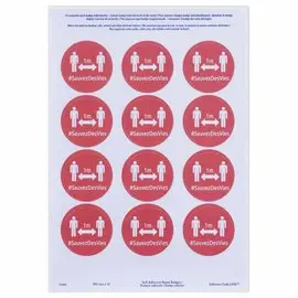 Etui de 24 Badges adhésifs ronds rouge DISTANCIATION SOCIALE photo du produit