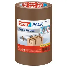 3 Rouleaux d'adhésif d'emballage Extra Strong - 66 m x 50 mm - Brun - TESA photo du produit