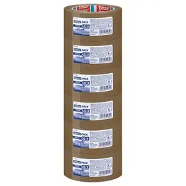 6 Rouleaux d'adhésif d'emballage en polypropylène - Havane - 66 m x 50 mm - TESA photo du produit