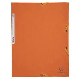 Chemise 3 rabats &agrave; &eacute;lastiques carte lustr&eacute;e - Orange - Exacompta photo du produit