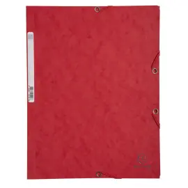 Chemise 3 rabats &agrave; &eacute;lastiques carte lustr&eacute;e - Rouge - Exacompta photo du produit