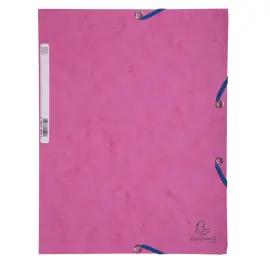 Chemise 3 rabats &agrave; &eacute;lastiques carte lustr&eacute;e - Rose - Exacompta photo du produit