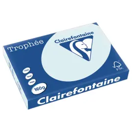 Ramette de 250 feuilles de papier couleurs pastel Troph&eacute;e A3 -160g - bleu - Clairefontaine photo du produit