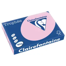 Ramette de 250 feuilles de papier couleurs pastel Troph&eacute;e A3 -160g rose - Clairefontaine photo du produit
