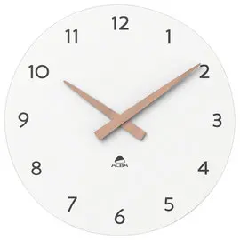 Horloge murale milena blanche 30 cm cadran bois - ALBA photo du produit