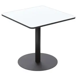 Table de restauration stratifiée carrée- 80x 80 cm - blanc pieds noirs photo du produit