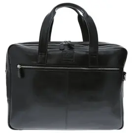 Sacoche ordinateur double compartiments Exactive en cuir noir 15.6" photo du produit