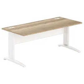 Bureau Buenos Aires - 180 x 80 cm - Plateau chêne veiné et pieds blancs - FIDUCIAL photo du produit