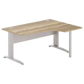 Bureau BUENOS AIRES compact retour &agrave; droite 160 x 80 ch&ecirc;ne vein&eacute;/alu photo du produit