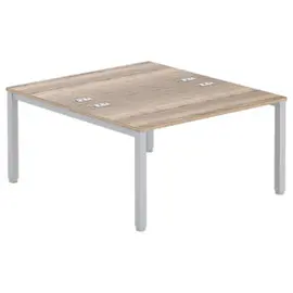 Bureau vis &agrave; vis 4 pieds 140 X 160 X 74 ch&ecirc;ne vein&eacute;/alu photo du produit