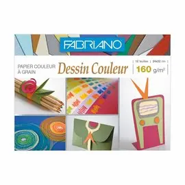 Pochette de papier dessin couleur 24x32cm - 160gr - 12 feuilles photo du produit