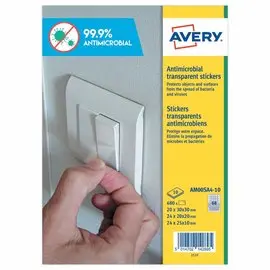 680 Stickers carrés antimicrobiens adhésif permanent tailles assorties photo du produit