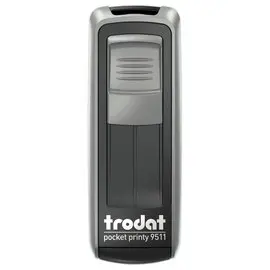 Timbre mobile personnalisable Printy 9511 - Boîtier argenté - Encre noire - 38 x 14 mm - 4 lignes max photo du produit