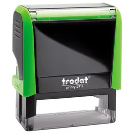 Timbre personnalisable Printy 4914 - Boîtier vert - Encre noire -64 x 26 mm - 6 lignes max. photo du produit