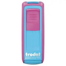 Timbre mobile personnalisable Printy 9511 - Bo&icirc;tier rose/turquoise - Encre noire - 38 x 14 mm - 4 lignes max photo du produit