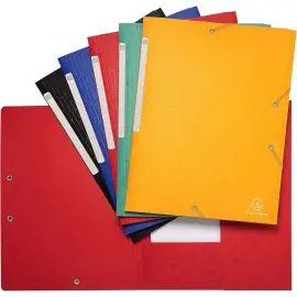 25 chemises 3 rabats &agrave; &eacute;lastique -  Carte lustr&eacute;e 7/10&egrave;me -  24 x 32 cm - Coloris assortis - Exacompta photo du produit