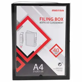 Boîte valisette personnalisable  en polypropylène A4 - Dos 4 cm noir photo du produit