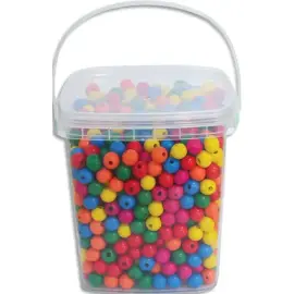 Seau de 1100 perles en bois - 10 mm - 6 coloris assortis - O'Color photo du produit