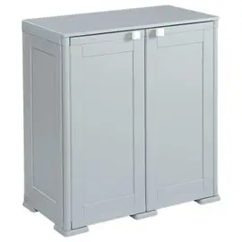 Armoire basse polypropylène 2 portes battantes 79x43x85,50 cm gris photo du produit