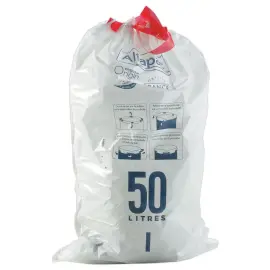 Carton de 240 Sacs poubelle à liens élastiques - 50 litres photo du produit