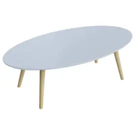 Table basse ovale laquée blanc L 115cm- Montée photo du produit