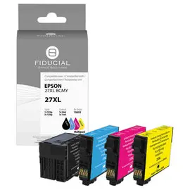 Pack de 4 Pack cartouches Epson 27XL noire et couleurs compatible FIDUCIAL photo du produit