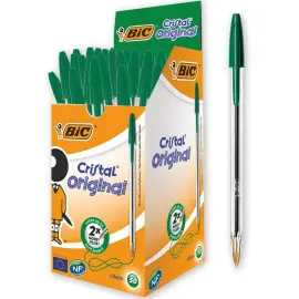50 Stylos &agrave; bille - Pointe fine - Vert - BIC photo du produit