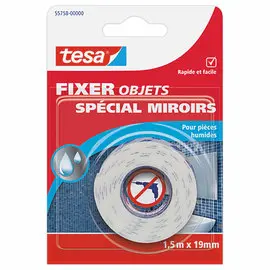 Ruban Fixer Objets Double-face miroir 1,5 m x 19 mm photo du produit