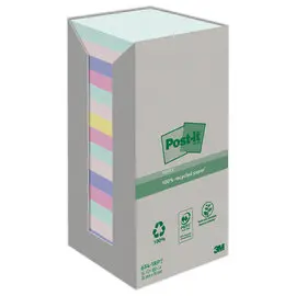 Lot de 16 Notes repositionnables recyclées Post it 76x76 mm, couleurs assorties photo du produit